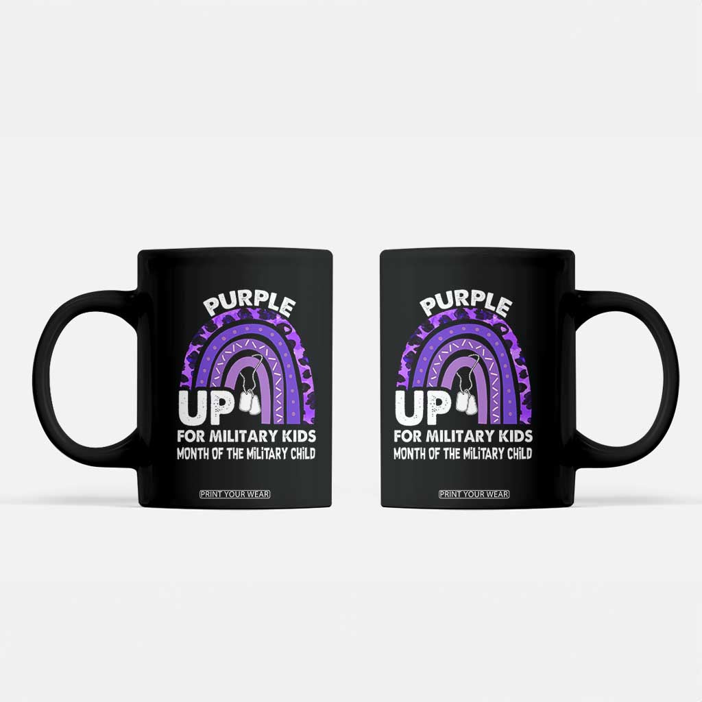 Purple Up For Military Kids Coffee Mug Military Child Month Dog Tags Purple Ribbon Rainbow TS02 Black Print Your Wear