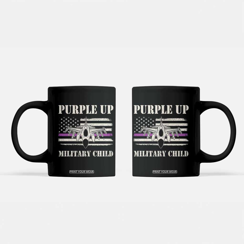 Purple Up For Military Kids Coffee Mug Month of Military Child Kids Air Force US Flag TS02 Black Print Your Wear