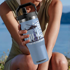 Purple Up For Military Kids Flip Straw Tumbler Camo American Flag Military Child Month USA Camouflage TS10 One Size: 30 oz Light Blue Print Your Wear
