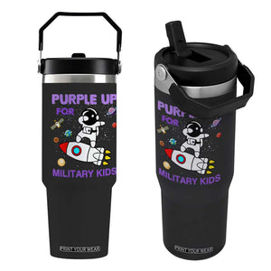 Purple Up For Military Kids Flip Straw Tumbler Military Child Month Astronaut Outer Space TS02 One Size: 30 oz Black Print Your Wear