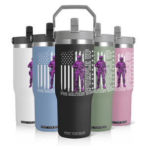 Purple Up For Military Kids Flip Straw Tumbler Military Child Month TS02 Print Your Wear