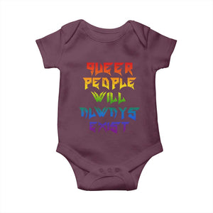Queer Pride Baby Onesie Queer People Will Always Exist LGBTQIA Gay Ally TS10 Maroon Print Your Wear