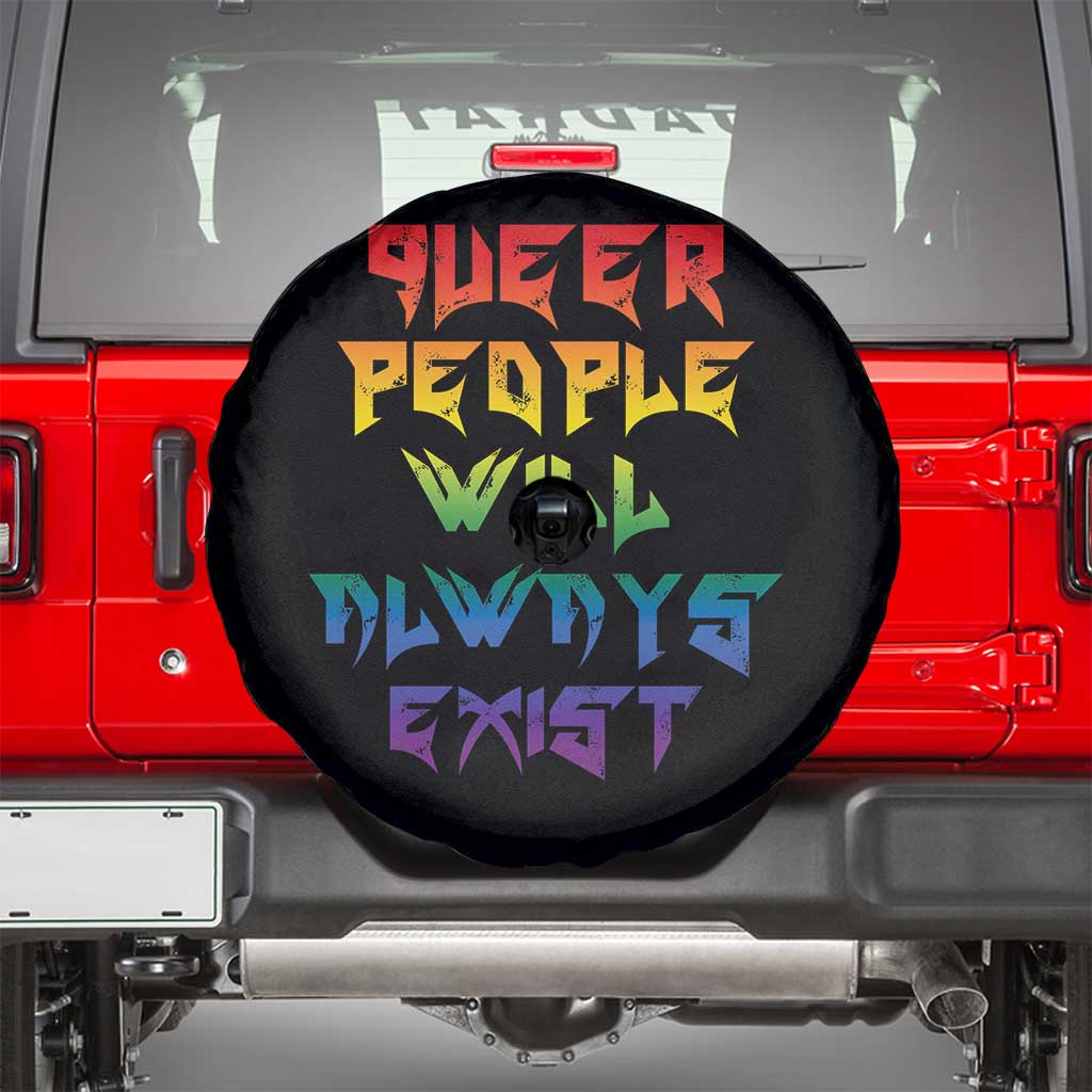 Queer Pride Spare Tire Cover Queer People Will Always Exist LGBTQIA Gay Ally TS10 Black Print Your Wear