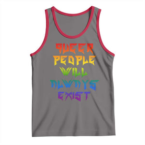 Queer Pride Tank Top Queer People Will Always Exist LGBTQIA Gay Ally TS10 Deep Heather Red Print Your Wear