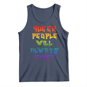 Queer Pride Tank Top Queer People Will Always Exist LGBTQIA Gay Ally TS10 Navy Print Your Wear
