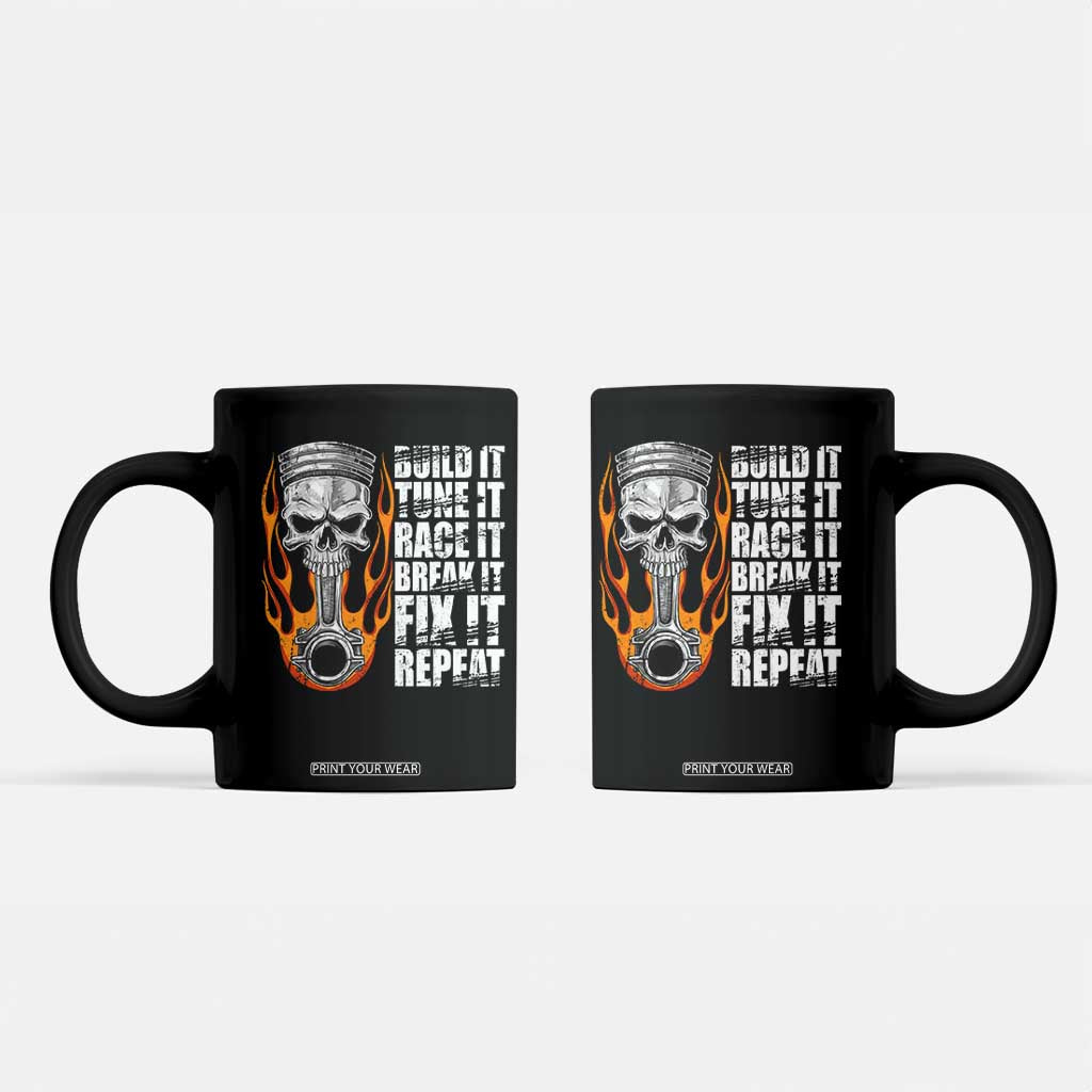 Racing Car Coffee Mug Build It Tune It Race It Break It TS09 Black Print Your Wear
