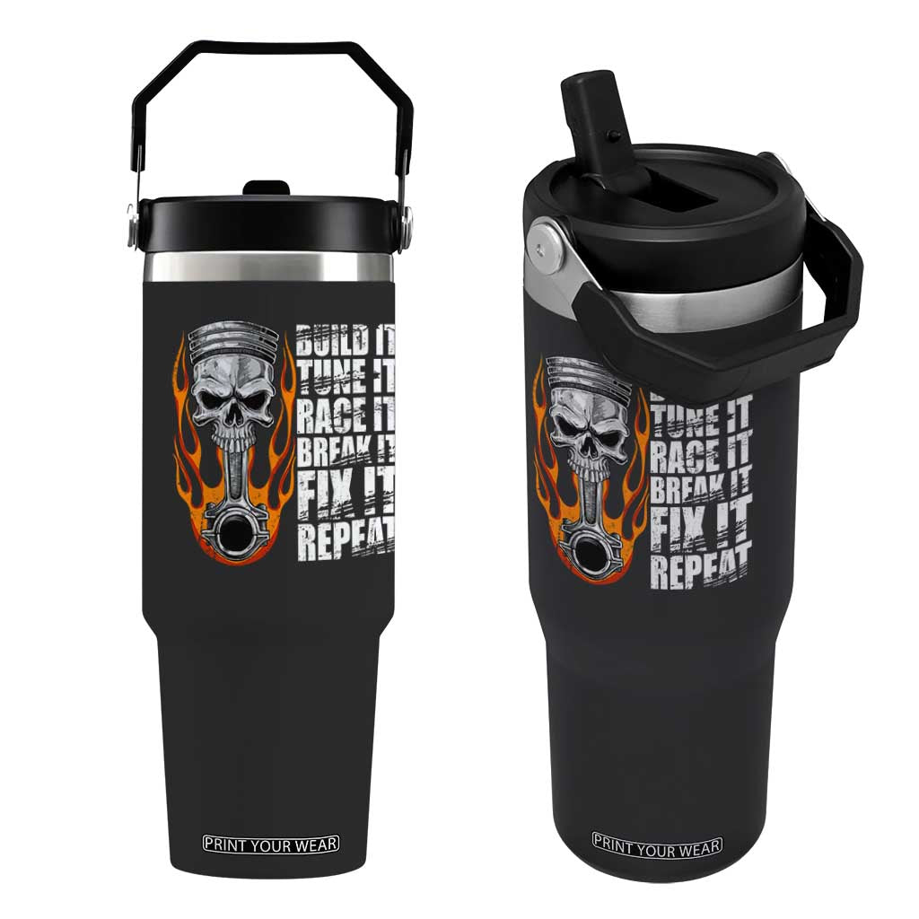 Racing Car Flip Straw Tumbler Build It Tune It Race It Break It TS09 One Size: 30 oz Black Print Your Wear