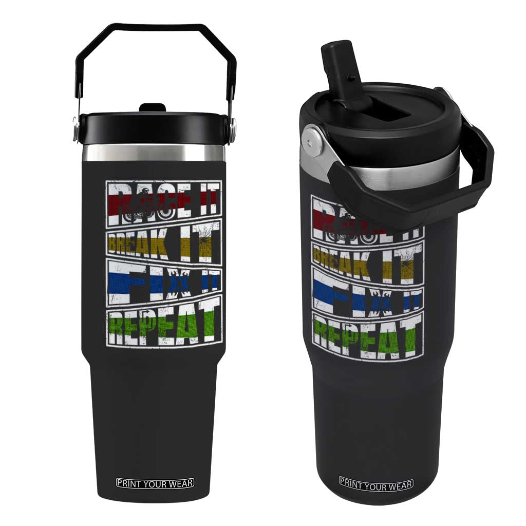 Racing Flip Straw Tumbler Race It Break It Fix It Repeat Racer TS09 One Size: 30 oz Black Print Your Wear