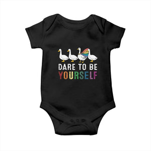Rainbow Goose Dare to Be Yourself LGBTQ Pride Baby Onesie TS10 Black Print Your Wear
