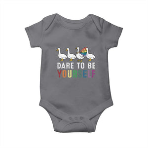Rainbow Goose Dare to Be Yourself LGBTQ Pride Baby Onesie TS10 Charcoal Print Your Wear