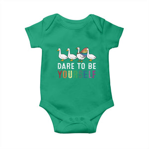 Rainbow Goose Dare to Be Yourself LGBTQ Pride Baby Onesie TS10 Irish Green Print Your Wear