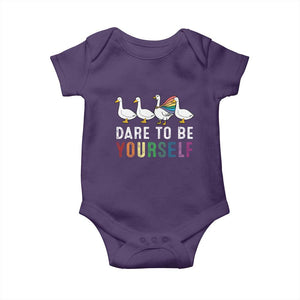 Rainbow Goose Dare to Be Yourself LGBTQ Pride Baby Onesie TS10 Purple Print Your Wear