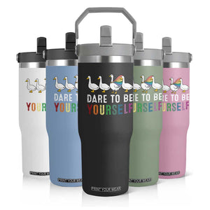 Rainbow Goose Dare to Be Yourself LGBTQ Pride Flip Straw Tumbler TS10 Print Your Wear