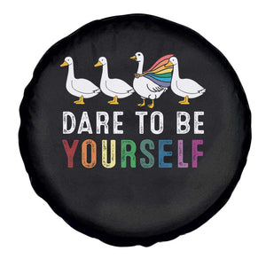 Rainbow Goose Dare to Be Yourself LGBTQ Pride Spare Tire Cover TS10 Print Your Wear