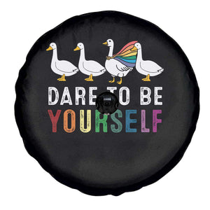 Rainbow Goose Dare to Be Yourself LGBTQ Pride Spare Tire Cover TS10 Print Your Wear
