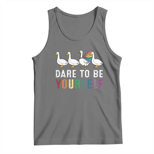 Rainbow Goose Dare to Be Yourself LGBTQ Pride Tank Top TS10 Black Heather Print Your Wear