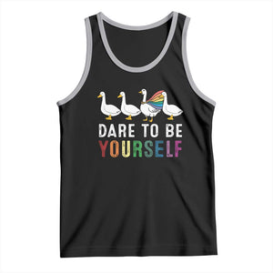 Rainbow Goose Dare to Be Yourself LGBTQ Pride Tank Top TS10 Black Athletic Heather Print Your Wear