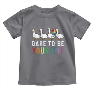 Rainbow Goose Dare to Be Yourself LGBTQ Pride Toddler T Shirt TS10 Charcoal Print Your Wear