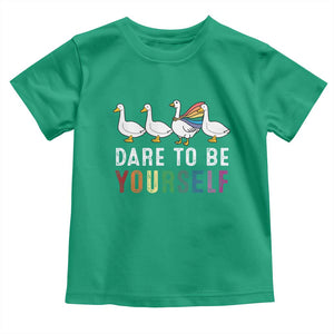 Rainbow Goose Dare to Be Yourself LGBTQ Pride Toddler T Shirt TS10 Irish Green Print Your Wear