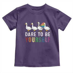 Rainbow Goose Dare to Be Yourself LGBTQ Pride Toddler T Shirt TS10 Purple Print Your Wear