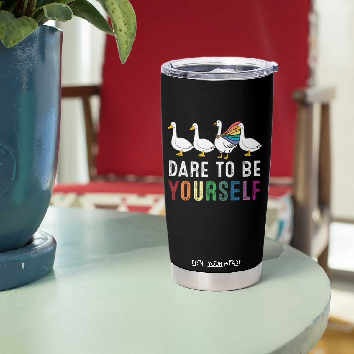 Rainbow Goose Dare to Be Yourself LGBTQ Pride Tumbler Cup TS10 Print Your Wear