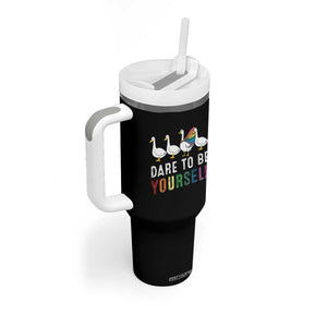 Rainbow Goose Dare to Be Yourself LGBTQ Pride Tumbler With Handle TS10 Print Your Wear