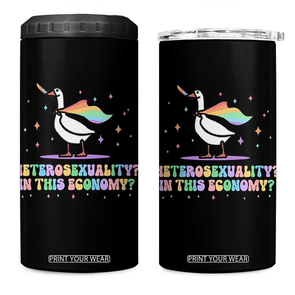 Rainbow Goose Heterosexuality in This Economy 4 in 1 Can Cooler Tumbler LGBTQ Lesbian Pride TS10 One Size: 16 oz Black Print Your Wear