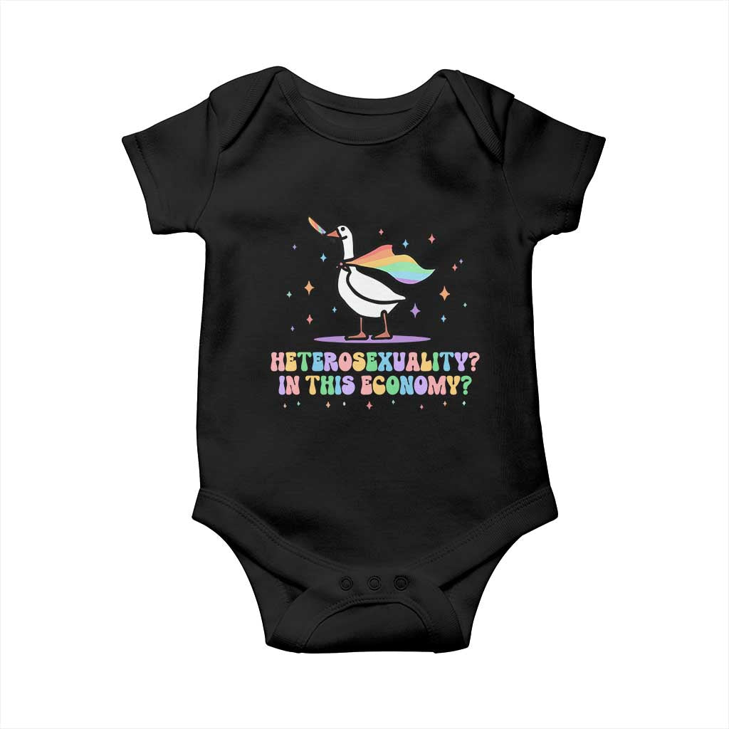 Rainbow Goose Heterosexuality in This Economy Baby Onesie LGBTQ Lesbian Pride TS10 Black Print Your Wear