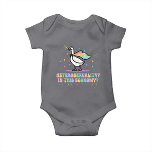 Rainbow Goose Heterosexuality in This Economy Baby Onesie LGBTQ Lesbian Pride TS10 Charcoal Print Your Wear