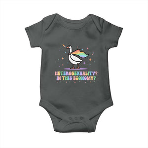Rainbow Goose Heterosexuality in This Economy Baby Onesie LGBTQ Lesbian Pride TS10 Dark Heather Print Your Wear