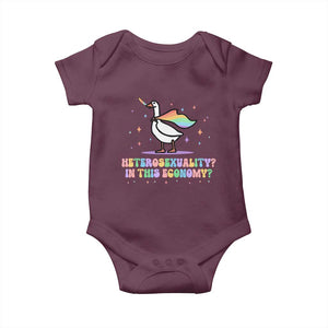 Rainbow Goose Heterosexuality in This Economy Baby Onesie LGBTQ Lesbian Pride TS10 Maroon Print Your Wear