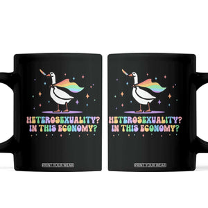 Rainbow Goose Heterosexuality in This Economy Coffee Mug LGBTQ Lesbian Pride TS10 Black Print Your Wear