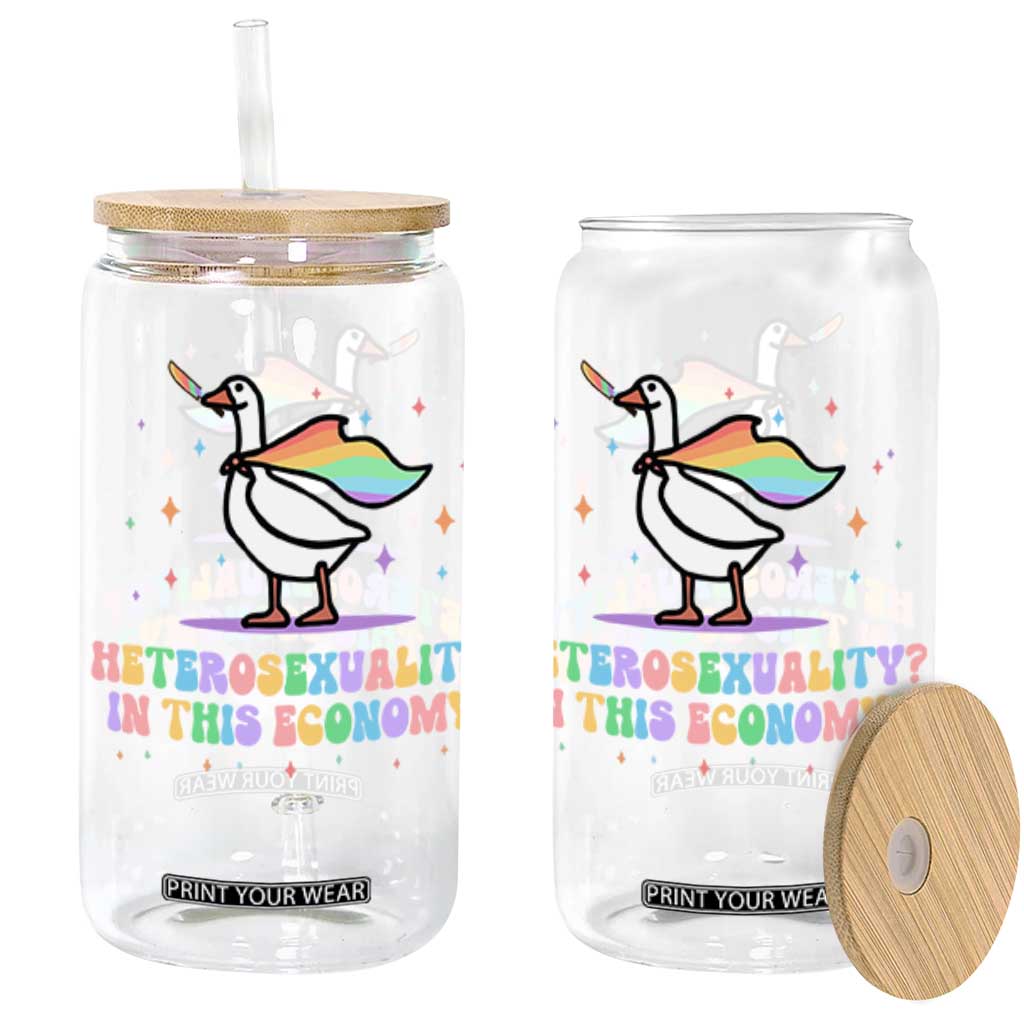 Rainbow Goose Heterosexuality in This Economy Glass Can LGBTQ Lesbian Pride TS10 Black Print Your Wear