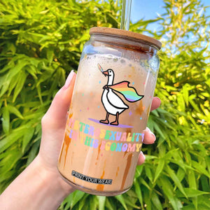 Rainbow Goose Heterosexuality in This Economy Glass Can LGBTQ Lesbian Pride TS10 Print Your Wear