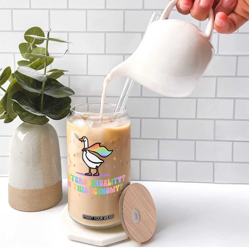 Rainbow Goose Heterosexuality in This Economy Glass Can LGBTQ Lesbian Pride TS10 Print Your Wear