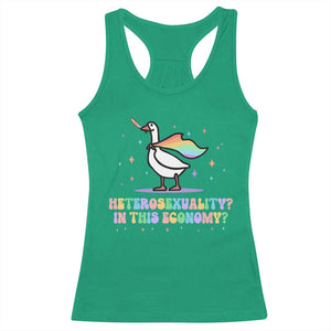 Rainbow Goose Heterosexuality in This Economy Racerback Tank Top LGBTQ Lesbian Pride TS10 Irish Green Print Your Wear