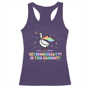 Rainbow Goose Heterosexuality in This Economy Racerback Tank Top LGBTQ Lesbian Pride TS10 Purple Print Your Wear