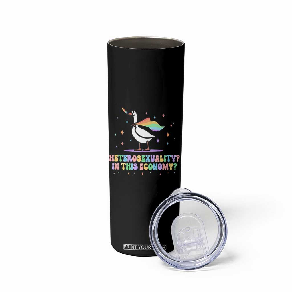 Rainbow Goose Heterosexuality in This Economy Skinny Tumbler LGBTQ Lesbian Pride TS10 Print Your Wear
