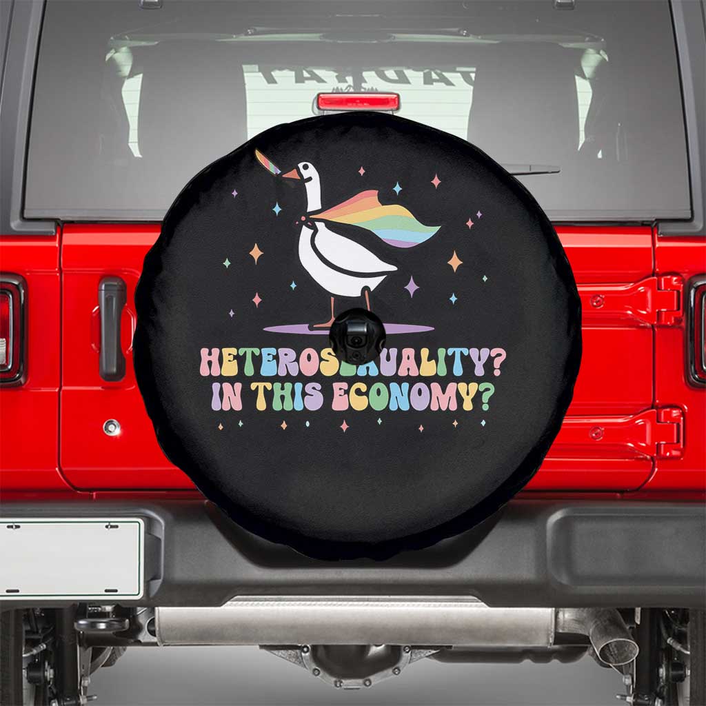 Rainbow Goose Heterosexuality in This Economy Spare Tire Cover LGBTQ Lesbian Pride TS10 Black Print Your Wear