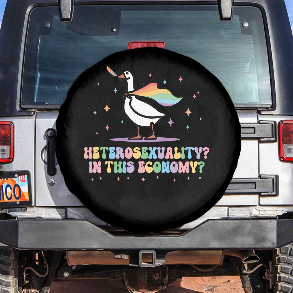 Rainbow Goose Heterosexuality in This Economy Spare Tire Cover LGBTQ Lesbian Pride TS10 No hole Black Print Your Wear
