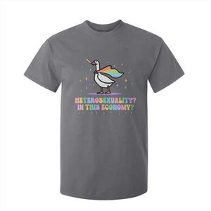 Rainbow Goose Heterosexuality in This Economy T Shirt For Kid LGBTQ Lesbian Pride TS10 Charcoal Print Your Wear