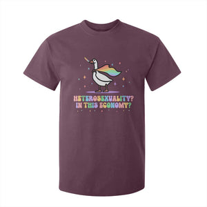 Rainbow Goose Heterosexuality in This Economy T Shirt For Kid LGBTQ Lesbian Pride TS10 Maroon Print Your Wear
