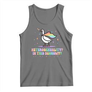 Rainbow Goose Heterosexuality in This Economy Tank Top LGBTQ Lesbian Pride TS10 Black Heather Print Your Wear