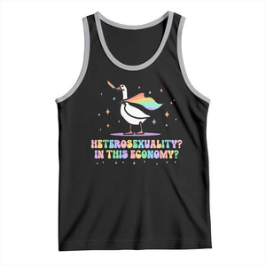 Rainbow Goose Heterosexuality in This Economy Tank Top LGBTQ Lesbian Pride TS10 Black Athletic Heather Print Your Wear