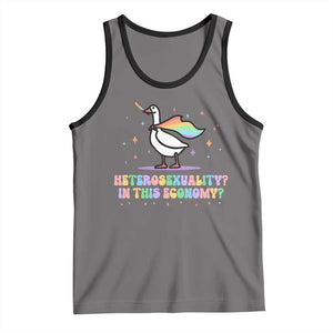 Rainbow Goose Heterosexuality in This Economy Tank Top LGBTQ Lesbian Pride TS10 Deep Heather Black Print Your Wear