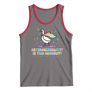 Rainbow Goose Heterosexuality in This Economy Tank Top LGBTQ Lesbian Pride TS10 Deep Heather Red Print Your Wear
