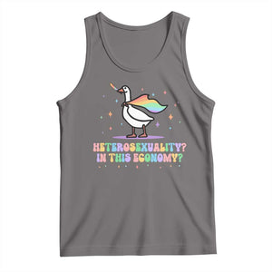 Rainbow Goose Heterosexuality in This Economy Tank Top LGBTQ Lesbian Pride TS10 Deep Heather Print Your Wear