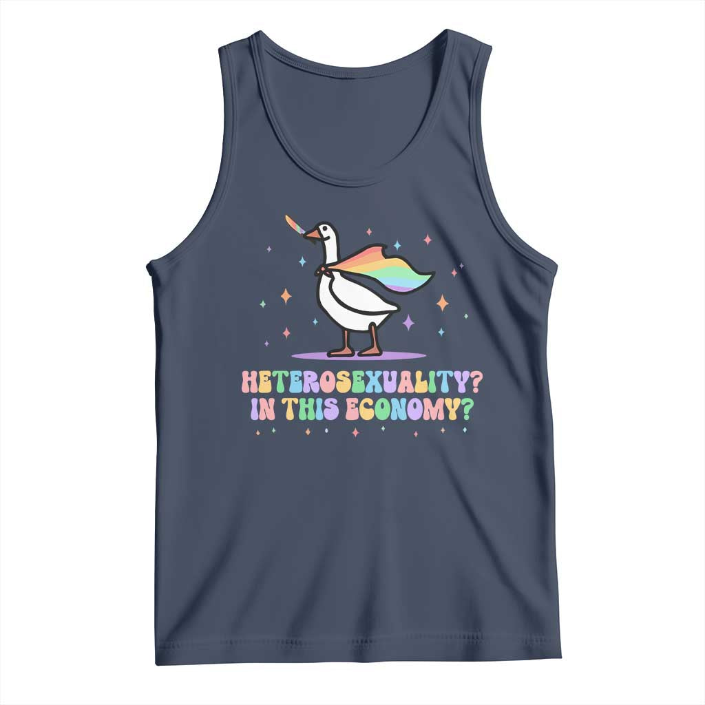 Rainbow Goose Heterosexuality in This Economy Tank Top LGBTQ Lesbian Pride TS10 Navy Print Your Wear