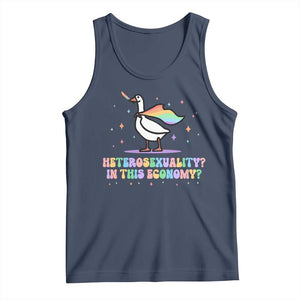 Rainbow Goose Heterosexuality in This Economy Tank Top LGBTQ Lesbian Pride TS10 Navy Print Your Wear