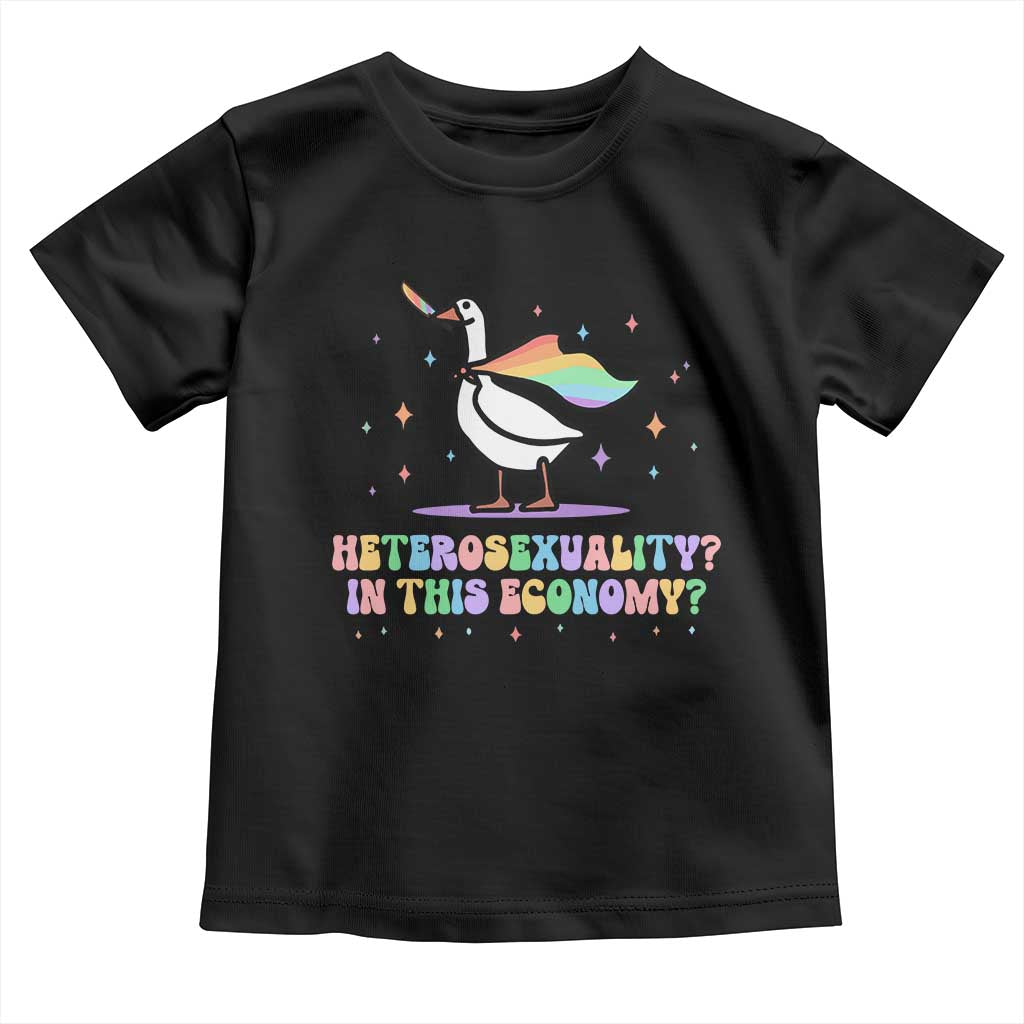 Rainbow Goose Heterosexuality in This Economy Toddler T Shirt LGBTQ Lesbian Pride TS10 Black Print Your Wear